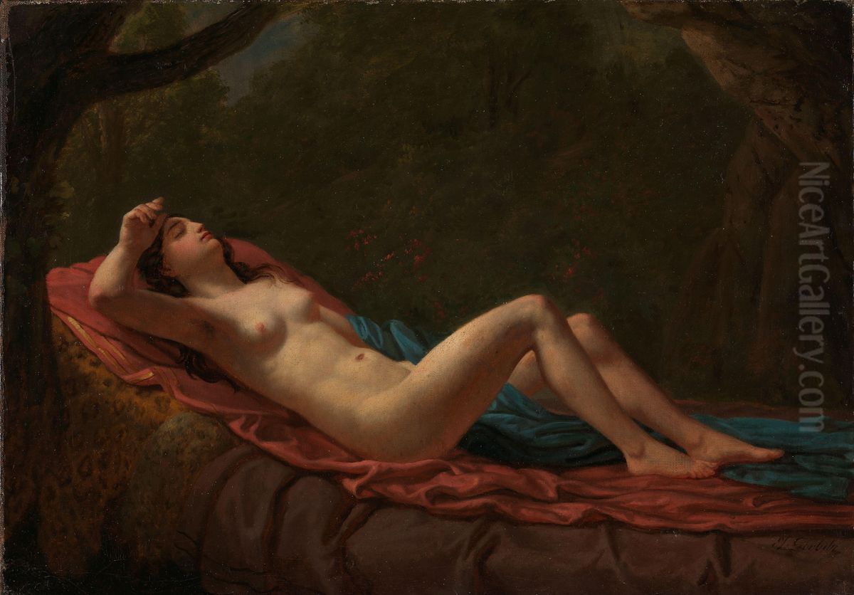 Sleeping Nymph Oil Painting by Johan Gorbitz