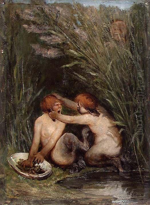 The Pleasure of having Children Oil Painting by Theodor Kittelsen
