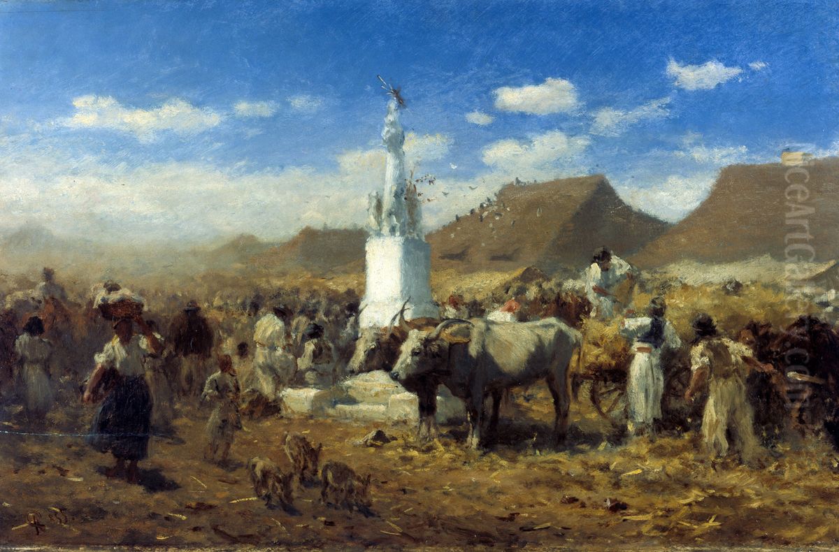Fair in Szolnok (Market Day) Oil Painting by August von Pettenkofen