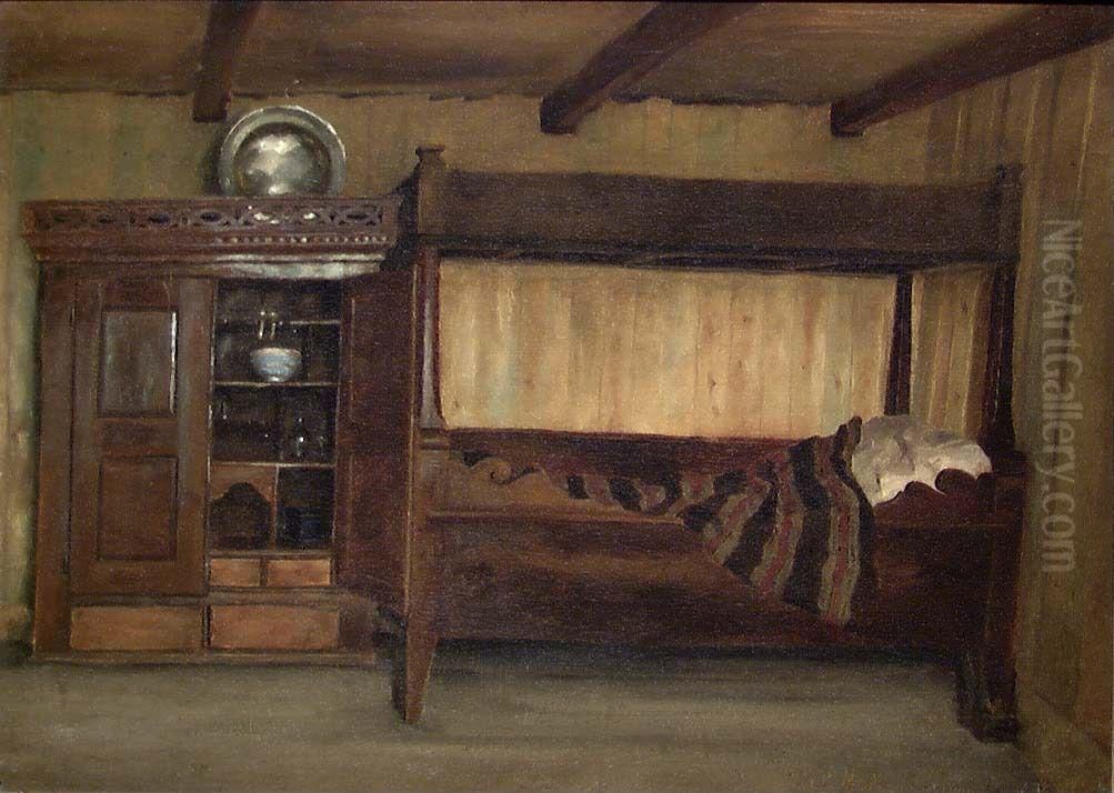 Mother's Bed Oil Painting by Gustav Wentzel