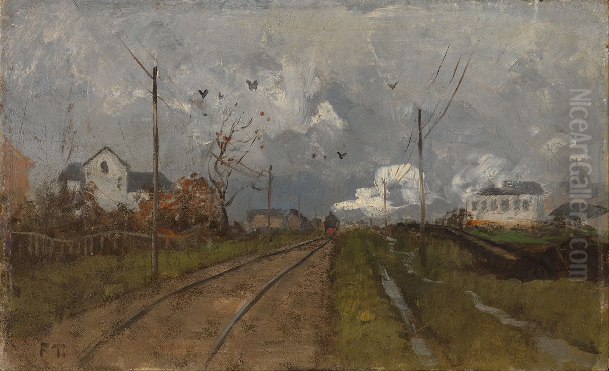 The Train is arriving Oil Painting by Frits Thaulow