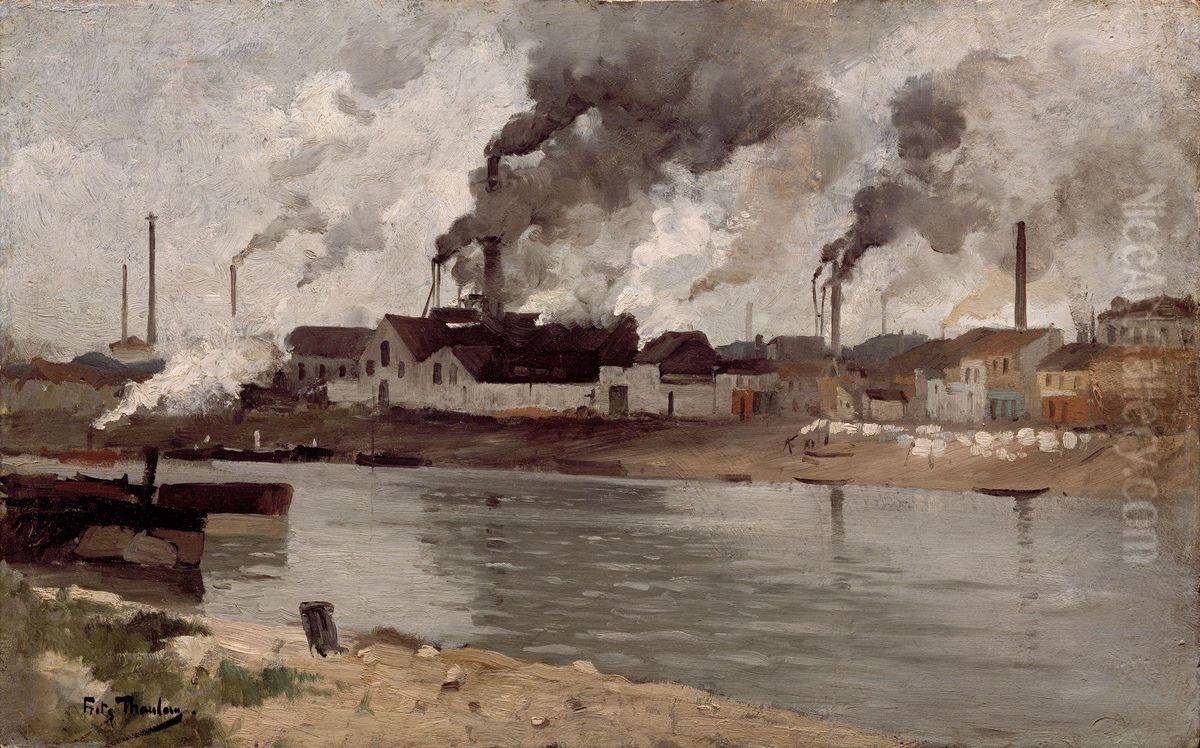 Fabrikker i Ivry Oil Painting by Frits Thaulow
