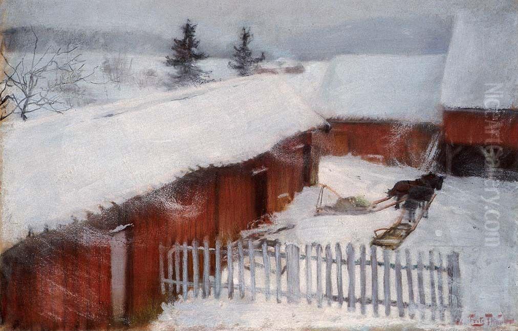 Winter Oil Painting by Frits Thaulow