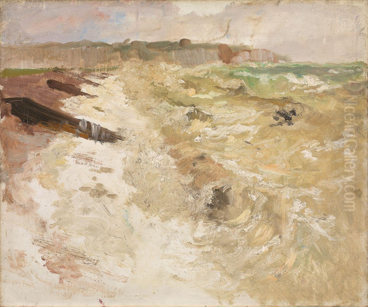 From the Beach at Dieppe Oil Painting by Frits Thaulow