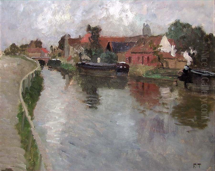 Canal in Volendam Oil Painting by Frits Thaulow