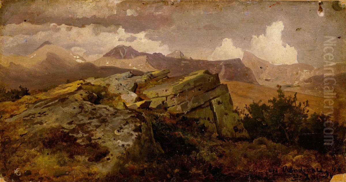 Hoyfjell Oil Painting by Hans Gude
