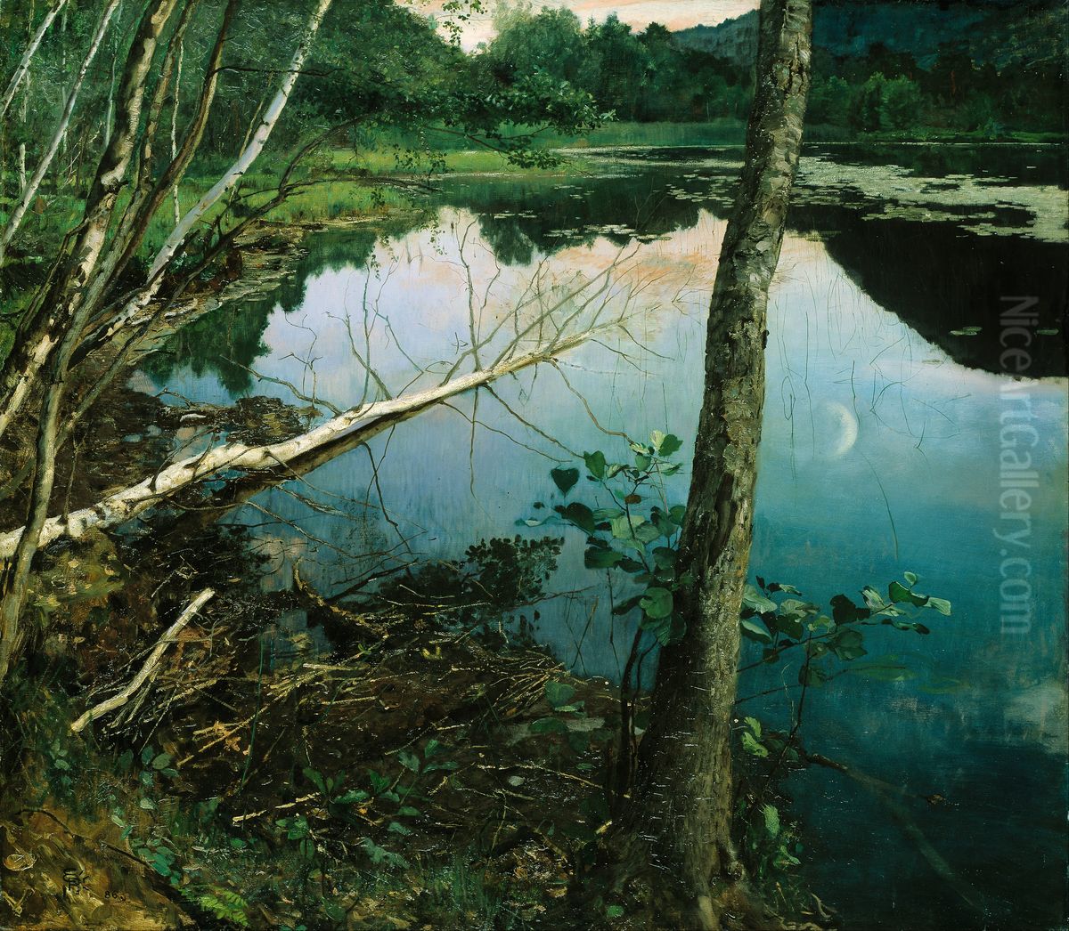 Summer Night Oil Painting by Eilif Peterssen