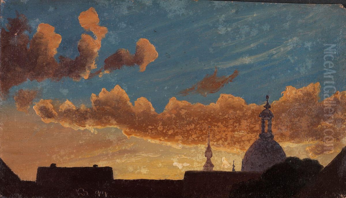 Evening Sky over Dresden Oil Painting by Knud Baade