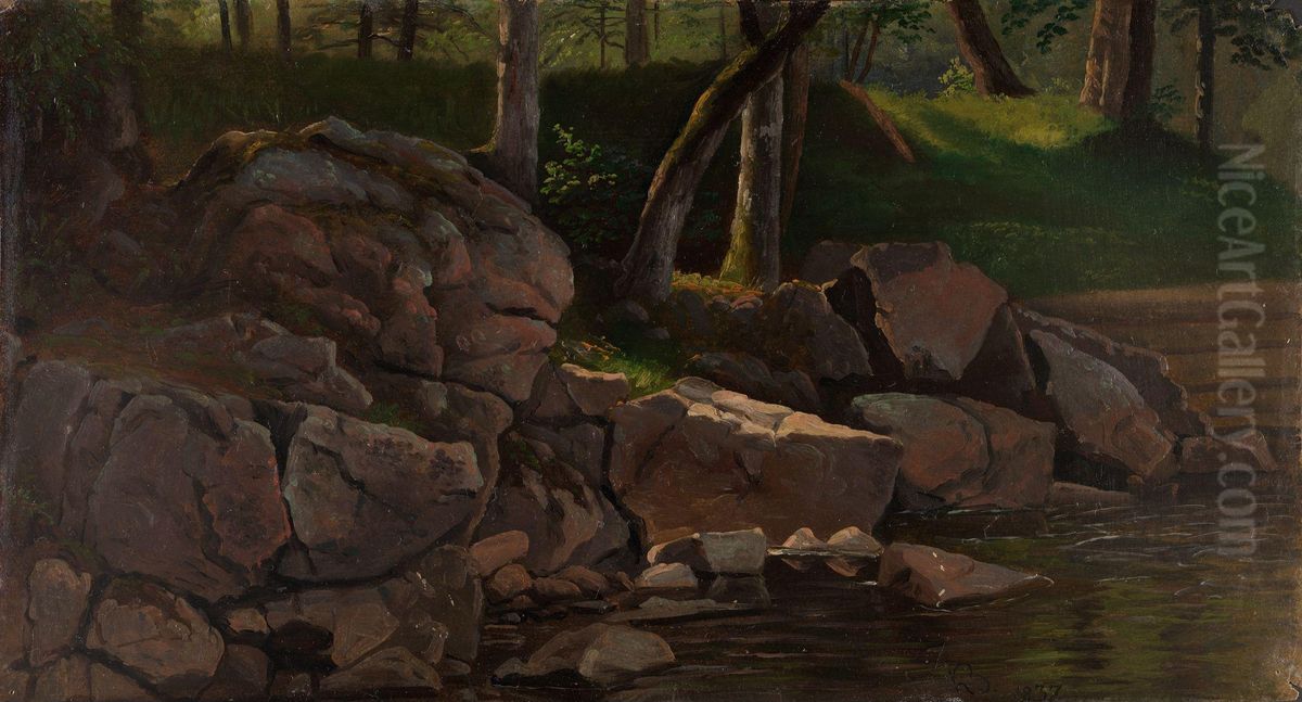 Study of Rocks Oil Painting by Knud Baade