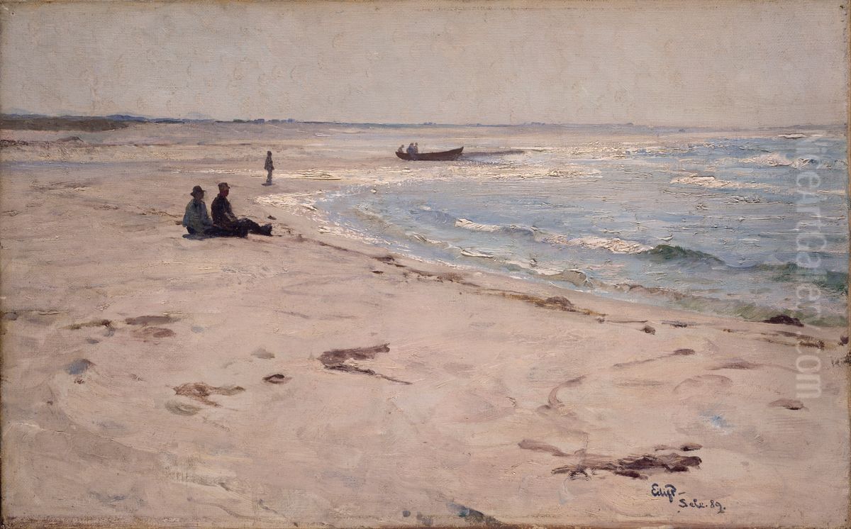 From the Beach at Sele Oil Painting by Eilif Peterssen