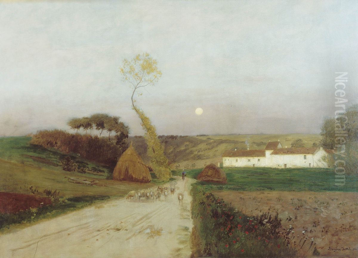 Moonrise Oil Painting by Eugen Jettel