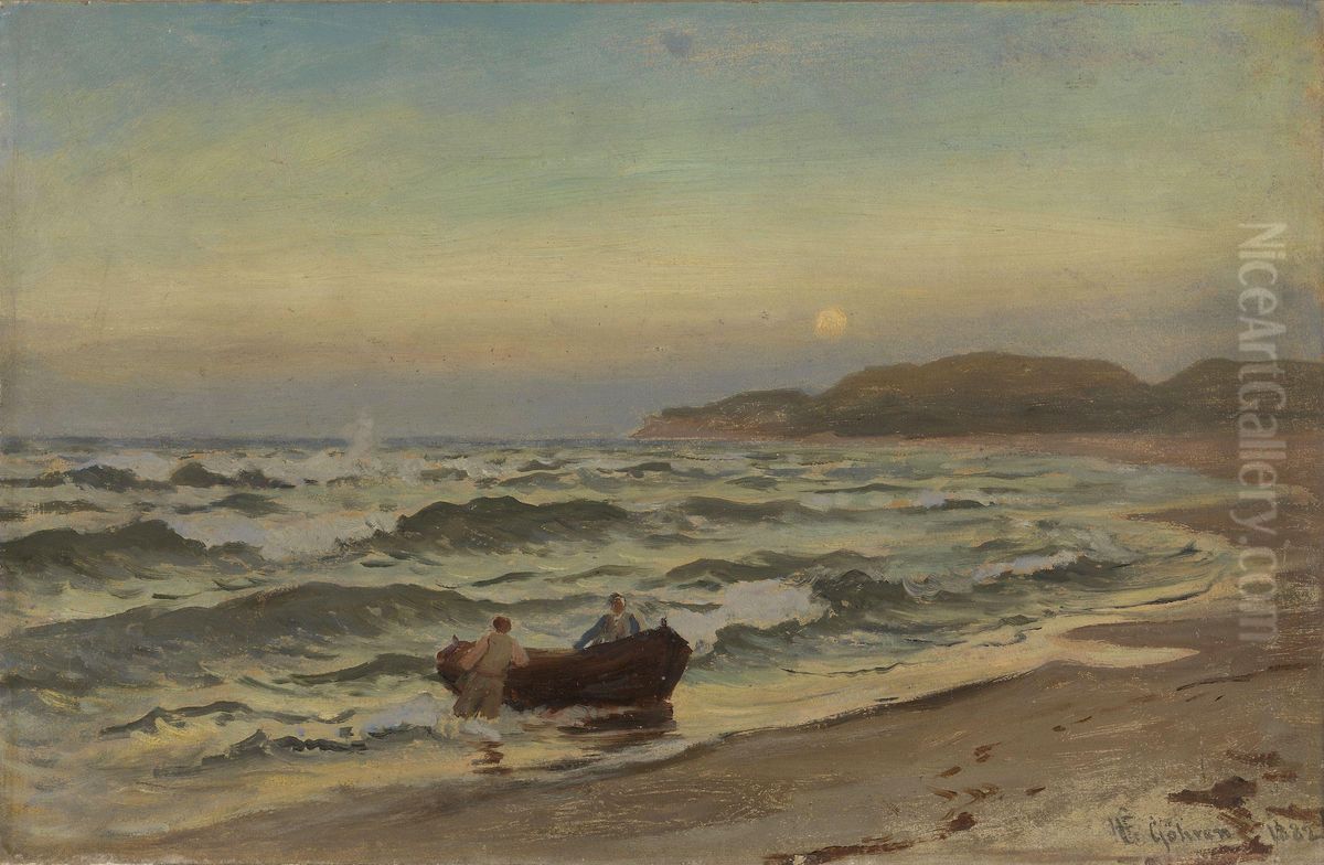Storm pa Rugen Oil Painting by Hans Gude