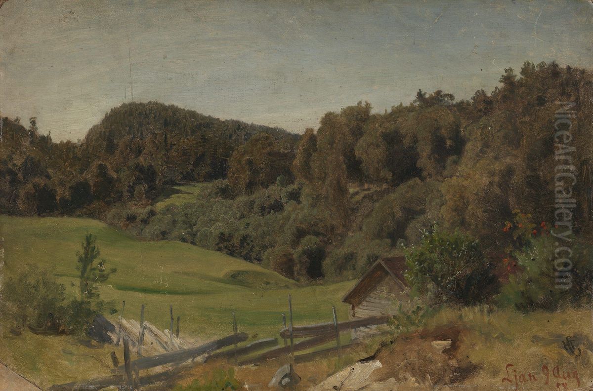 Fra Ljan Oil Painting by Hans Gude