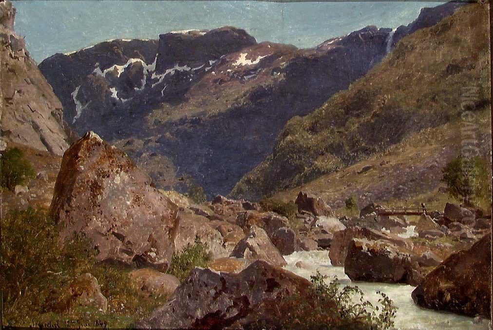 Fra Simadal i Hardanger Oil Painting by Hans Gude