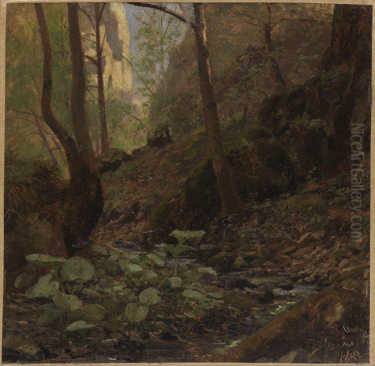 Forest Study Oil Painting by Hans Gude