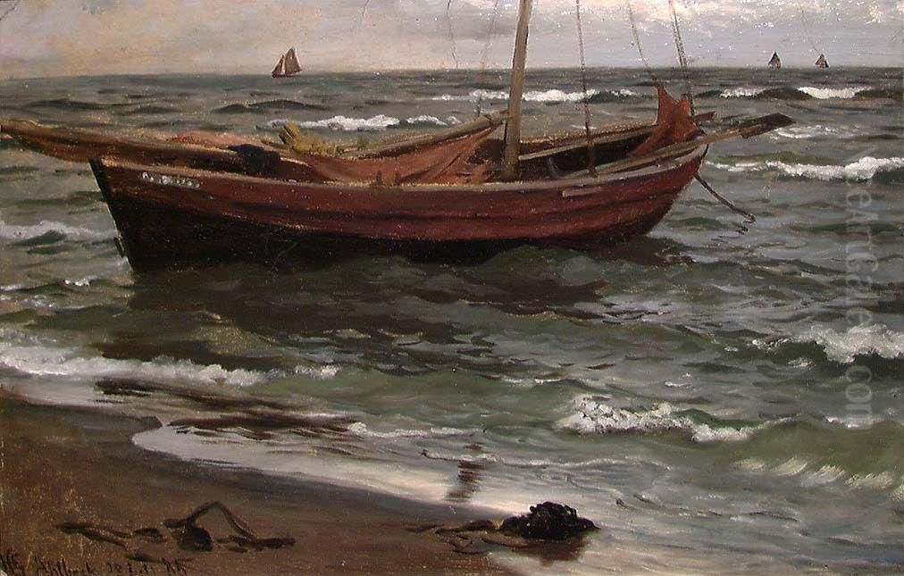 Study of a Boat Oil Painting by Hans Gude