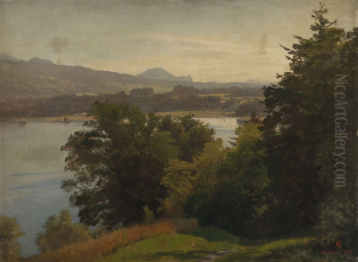 Fra Mondsee Oil Painting by Hans Gude
