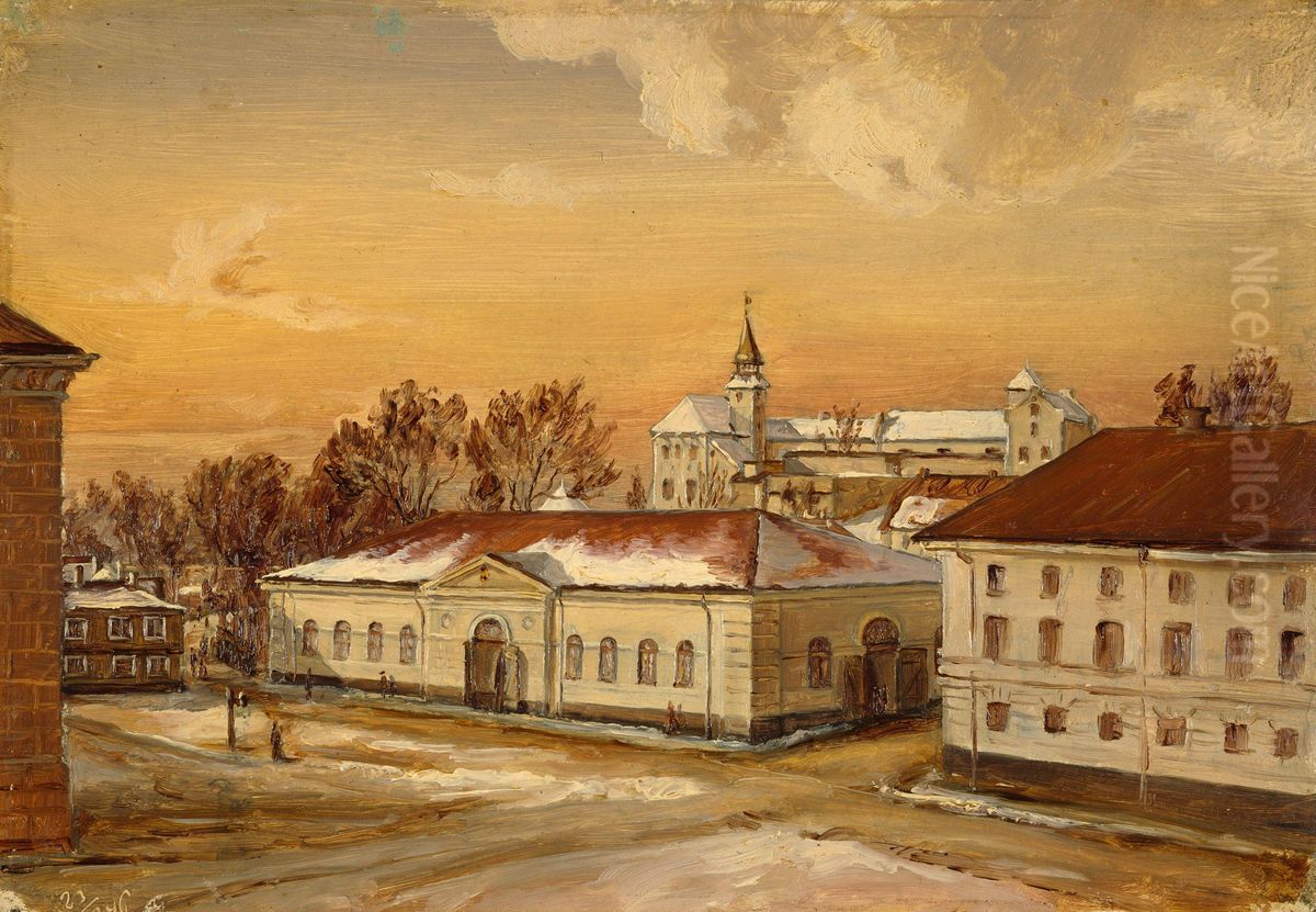 The Riding School at Akershus Castle Oil Painting by Hans Gude