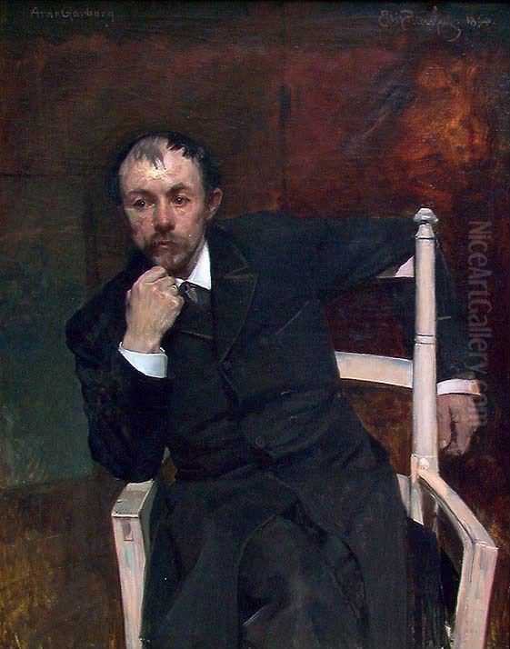 Portrait of the Author Arne Garborg Oil Painting by Eilif Peterssen