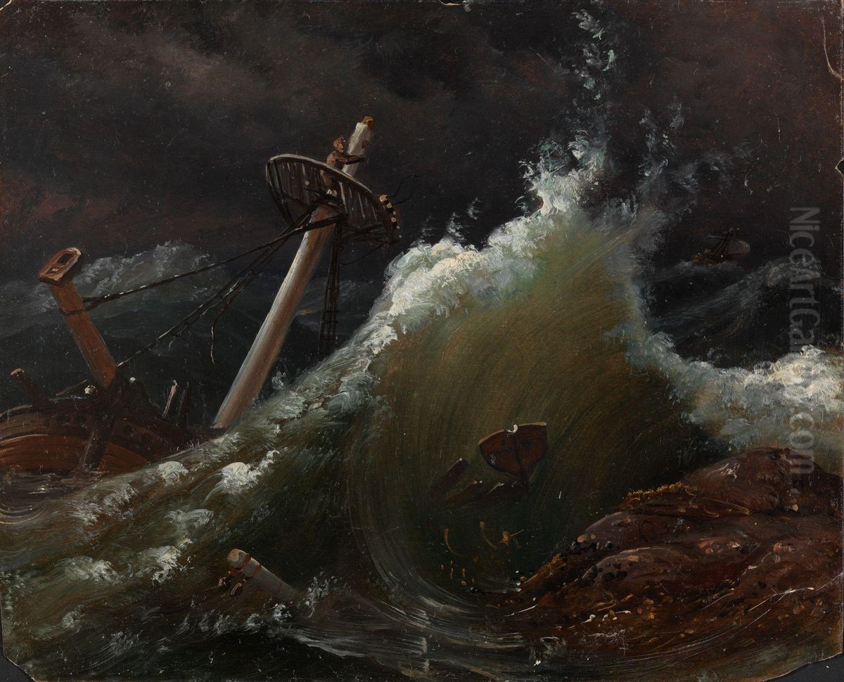 Shipwreck Oil Painting by Knud Baade