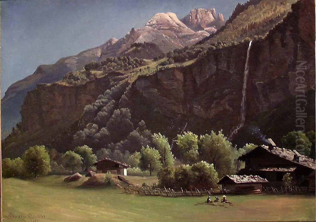 Mountain Farm in Switzerland Oil Painting by Knud Baade