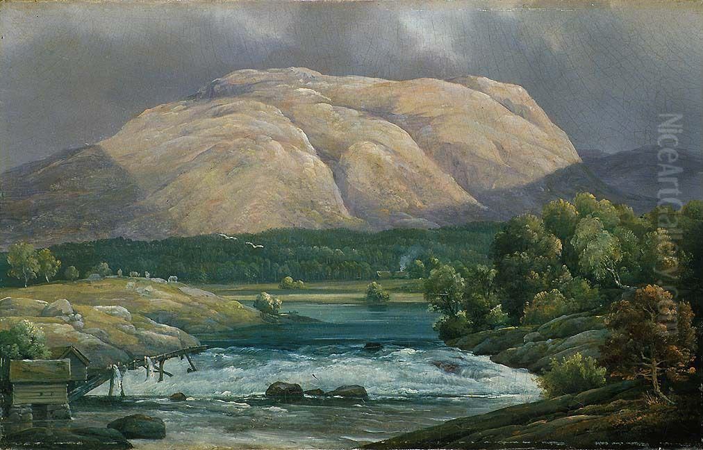 View of Fortun in Luster Oil Painting by Hans Leganger Reusch