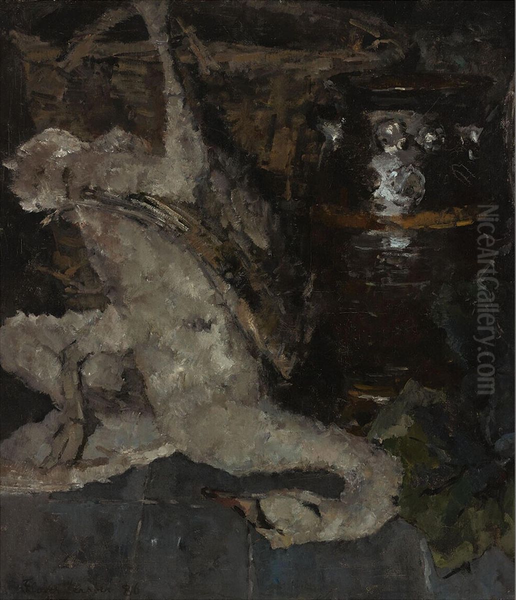 Dode zwaan Oil Painting by Floris Verster