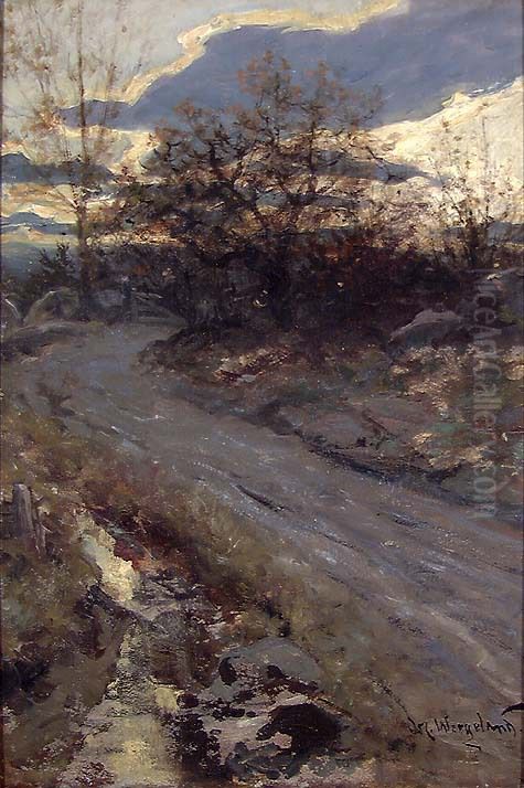 Country Road Oil Painting by Oscar Wergeland