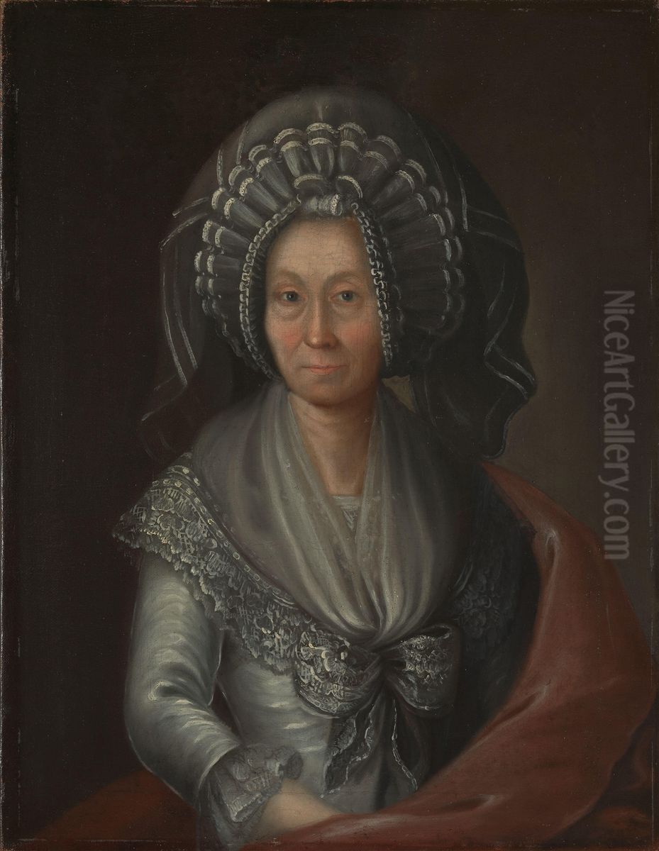 Portrait of Ingeborg Turine Wang, b. Rogstad Oil Painting by Peder Aadnes