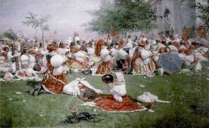 Les pelerins slovaques (de Moravie) devant l'eglise