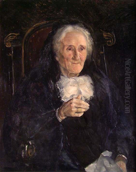 Portrait of Emilie Gulowsen, b. Gabrielsen Oil Painting by Halfdan Strom