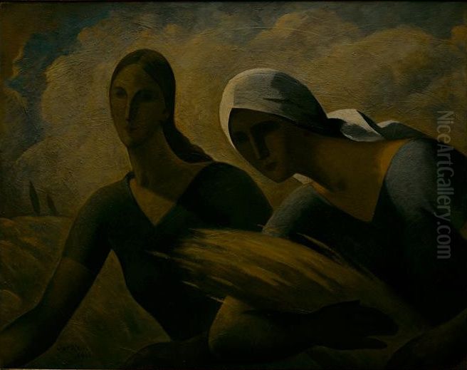 Dve zeny ve znich Oil Painting by Jaroslav Kral