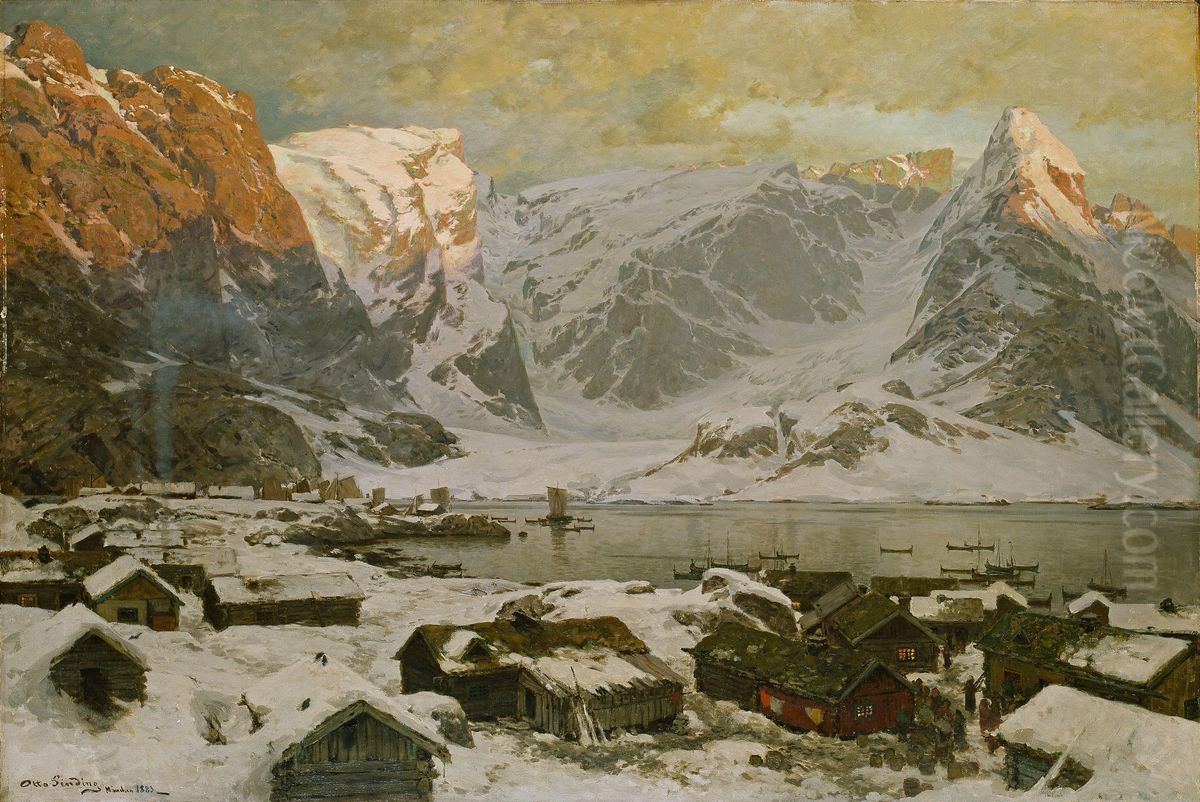 View from Reine in Lofoten Oil Painting by Otto Ludvig Sinding