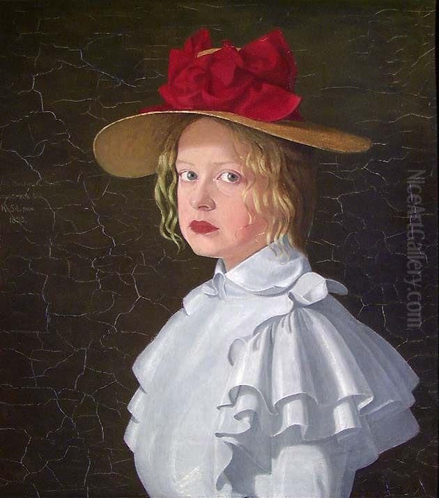 The Artist's Sister Magna Oil Painting by Kristofer Sinding-Larsen