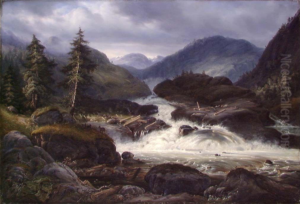 The Labro Falls Oil Painting by Magnus Thulstrup Bagge