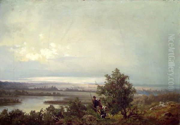 Landscape with two Soldiers Oil Painting by Anton Bergh