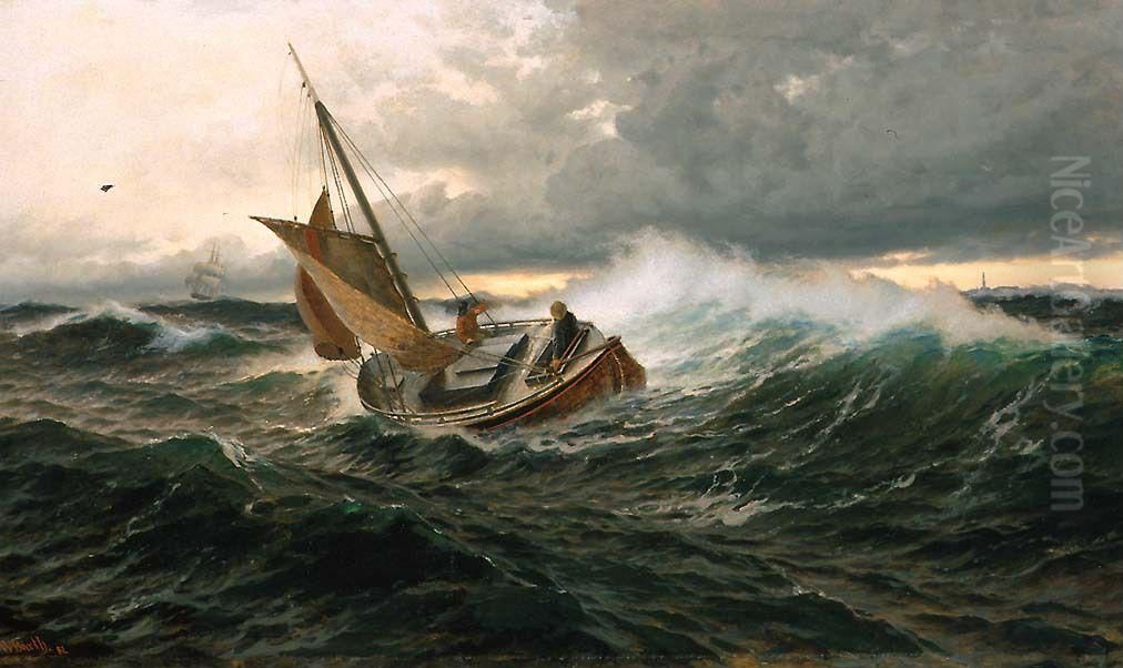 Losbat i hoy sjo Oil Painting by Carl Wilhelm Bockmann Barth