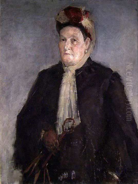Portrait of Mathea Strom, the Artist's Mother Oil Painting by Halfdan Strom