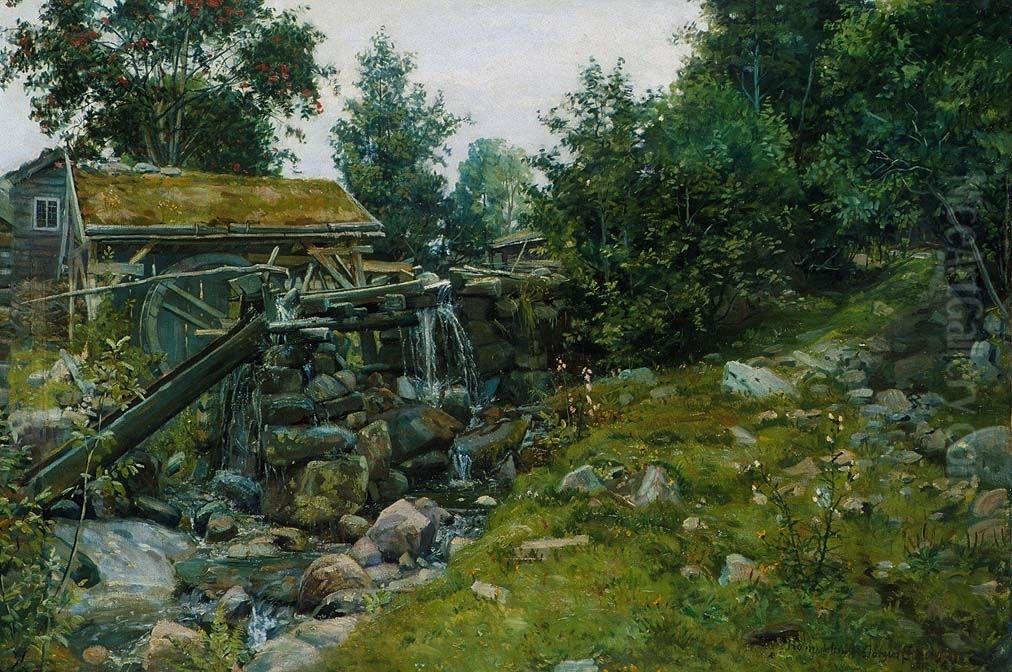 Sawmill in Romsdal Oil Painting by Jorgen Sorensen