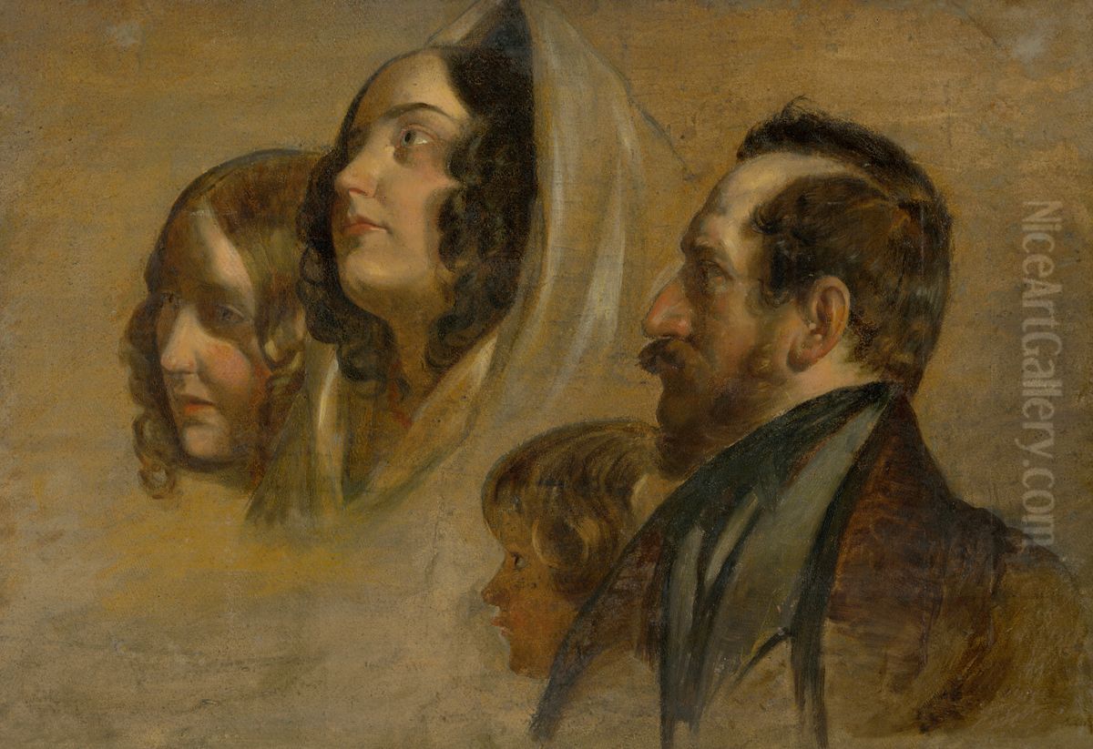 Count Majlath with family (study) Oil Painting by Friedrich von Amerling