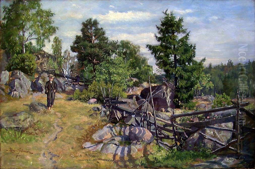 Sommerlandskap Oil Painting by Jorgen Sorensen