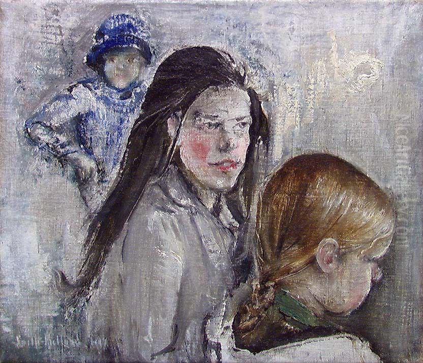 Three Girls Oil Painting by Per Smith-Kielland