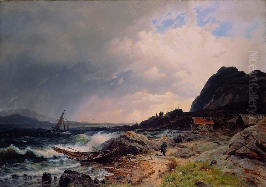 At the Outlet of the Hardangerfjord Oil Painting by Morten Muller