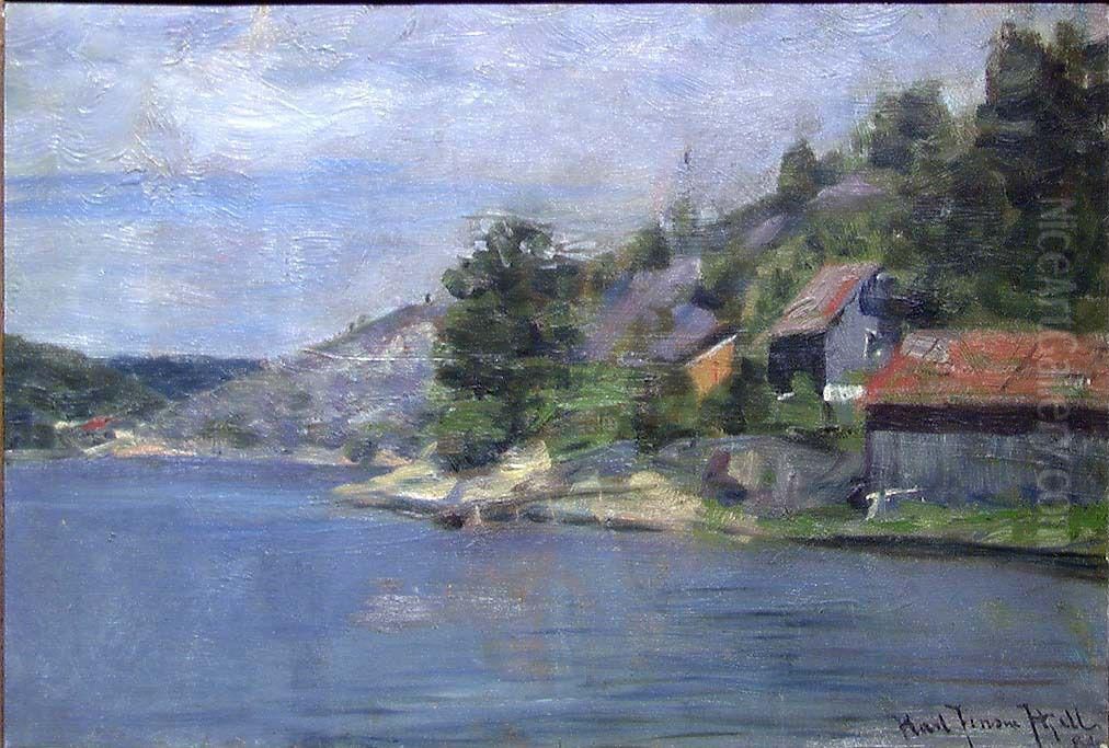 From the Coast near Drobak Oil Painting by Karl Jensen-Hjell