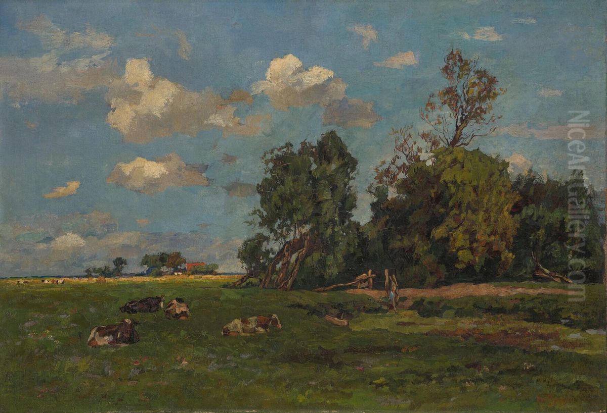 Landschap met vee in een weide Oil Painting by Willem de Zwart