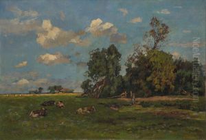 Landschap met vee in een weide