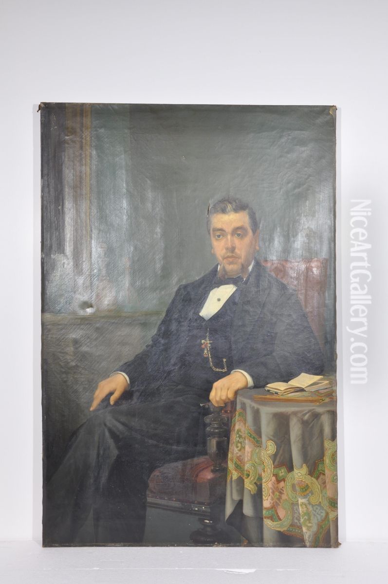 Portrait of a Man, Sitting at a Table Oil Painting by Petrus van der Velden