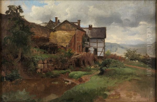 Farm in Eifel Oil Painting by Sophus Jacobsen