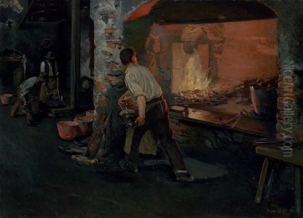 Pred skoncenim prace Oil Painting by Dome Skuteczky
