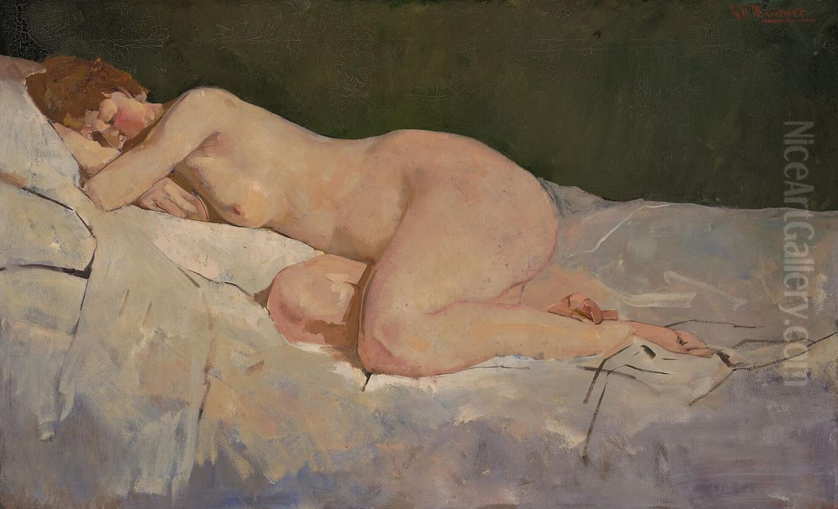 Lying Nude Oil Painting by George Hendrik Breitner